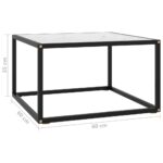 Table basse Noir avec verre marbre blanc 60x60x35 cm – Image 4