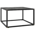 Table basse Noir avec verre marbre noir 60x60x35 cm