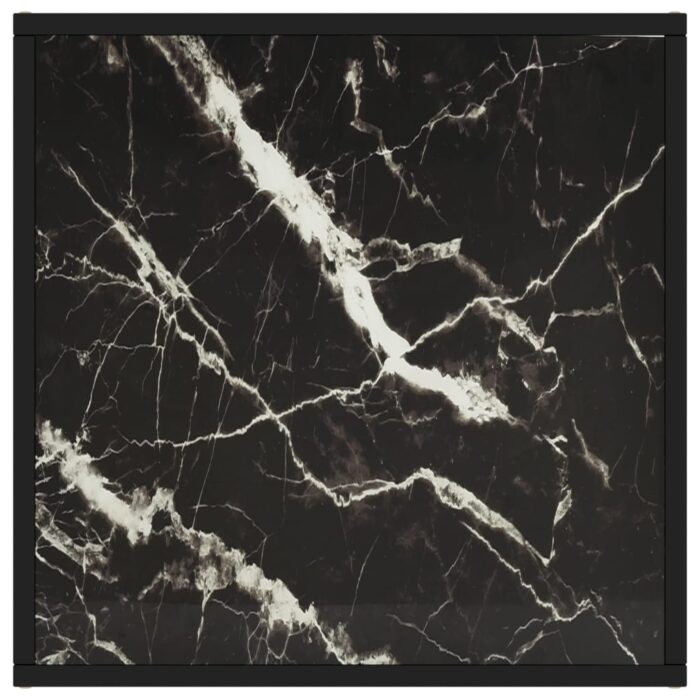 Table basse Noir avec verre marbre noir 60x60x35 cm – Image 2