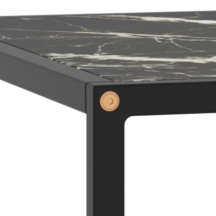Table basse Noir avec verre marbre noir 60x60x35 cm – Image 3