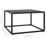 Table basse Noir avec verre marbre noir 60x60x35 cm – Image 4