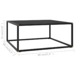 Table basse Noir avec verre noir 80x80x35 cm – Image 4