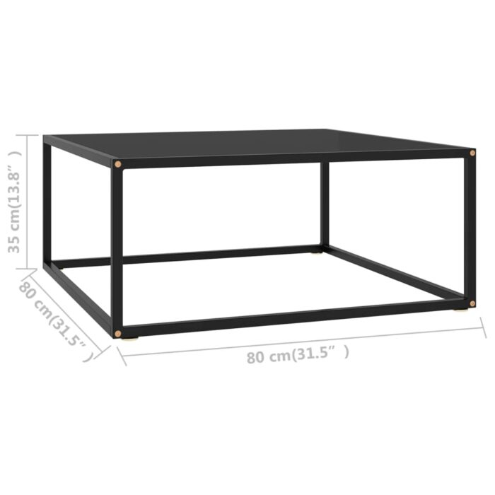 Table basse Noir avec verre noir 80x80x35 cm – Image 4