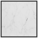 Table basse Noir avec verre marbre blanc 80x80x35 cm – Image 2
