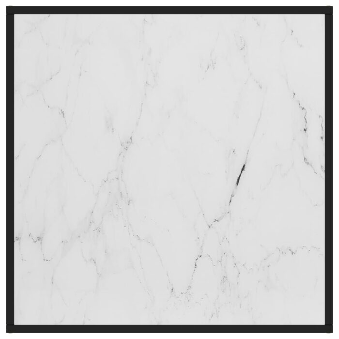 Table basse Noir avec verre marbre blanc 80x80x35 cm – Image 2