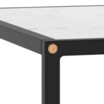 Table basse Noir avec verre marbre blanc 80x80x35 cm – Image 3