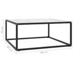 Table basse Noir avec verre marbre blanc 80x80x35 cm – Image 4