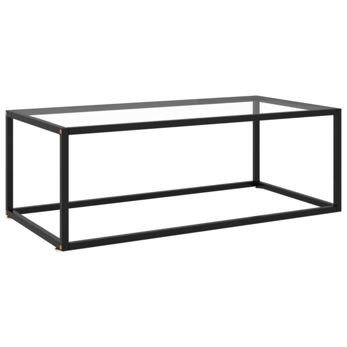Table basse Noir avec verre trempé 100x50x35 cm – Image 1