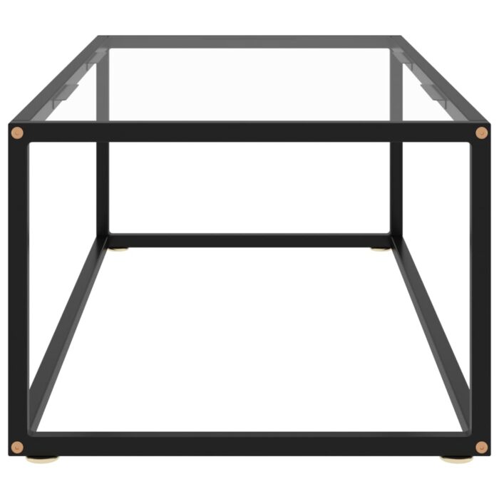 Table basse Noir avec verre trempé 100x50x35 cm – Image 2