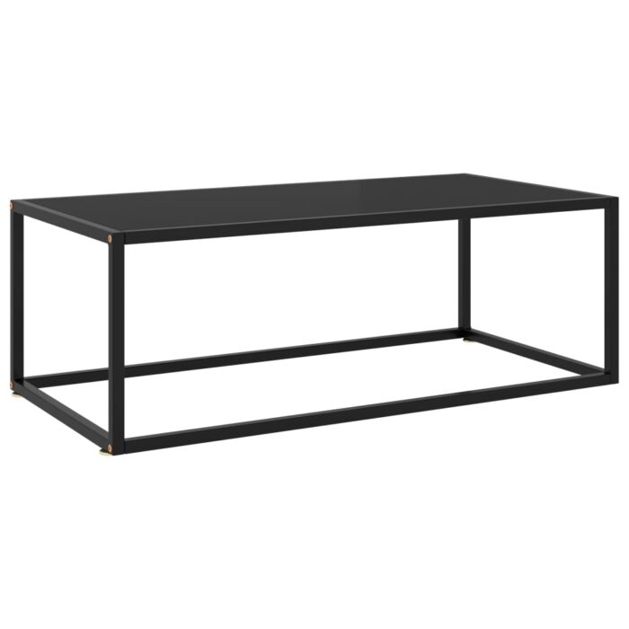 Table basse Noir avec verre noir 100x50x35 cm – Image 1