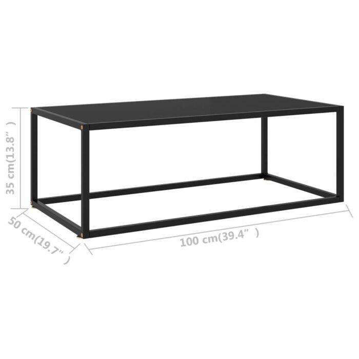 Table basse Noir avec verre noir 100x50x35 cm – Image 5