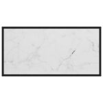 Table basse Noir avec verre marbre blanc 100x50x35 cm – Image 3