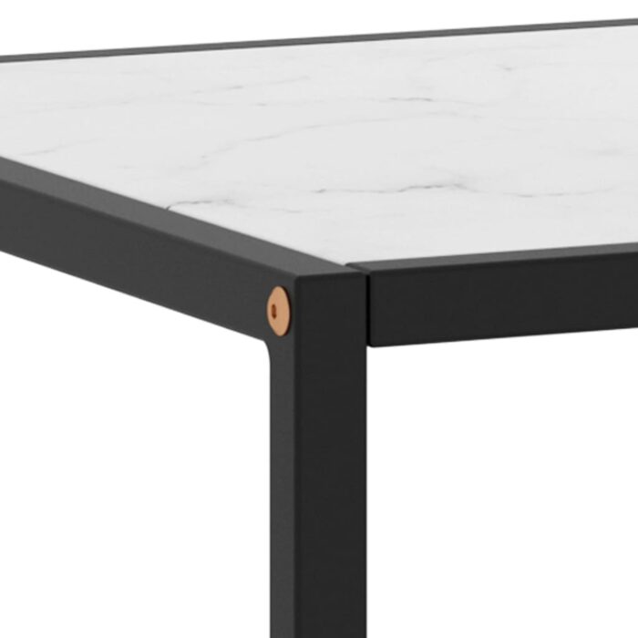 Table basse Noir avec verre marbre blanc 100x50x35 cm – Image 4
