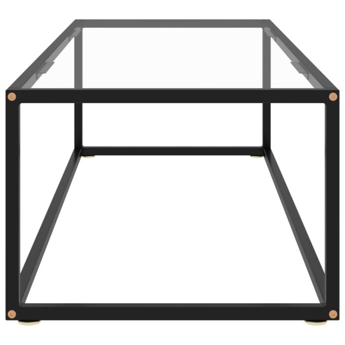 Table basse Noir avec verre trempé 120x50x35 cm – Image 2