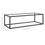 Table basse Noir avec verre trempé 120x50x35 cm – Image 5