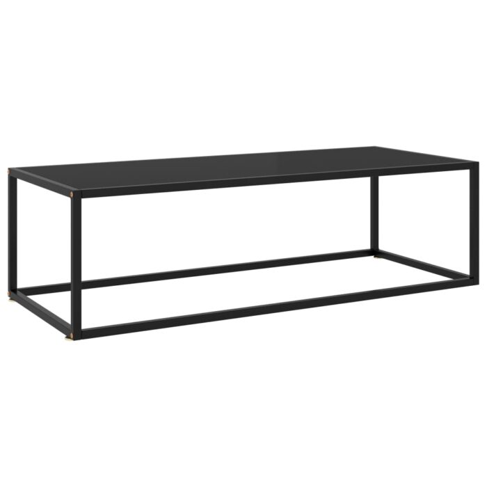 Table basse Noir avec verre noir 120x50x35 cm – Image 1