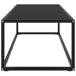 Table basse Noir avec verre noir 120x50x35 cm – Image 2
