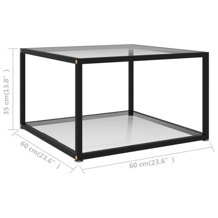 Table basse Transparent 60x60x35 cm Verre trempé – Image 4
