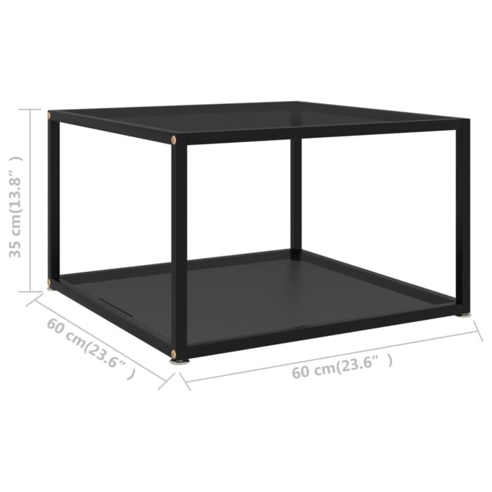 Table basse Noir 60x60x35 cm Verre trempé – Image 4