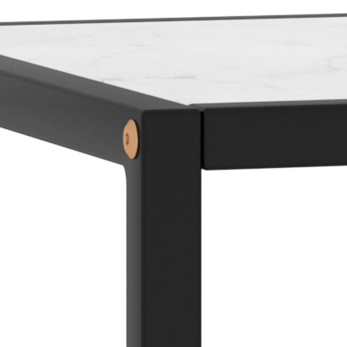 Table basse Noir avec verre marbre blanc 90x90x50 cm – Image 3