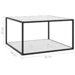 Table basse Noir avec verre marbre blanc 90x90x50 cm – Image 4