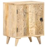 Table de chevet sculptée 40x30x50 cm Bois de manguier massif – Image 9