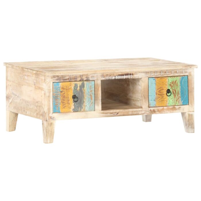 Table basse 100x55x40 cm Bois d'acacia brut – Image 7
