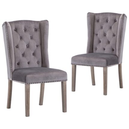 Chaises à manger lot de 2 gris velours