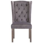 Chaises à manger lot de 2 gris velours – Image 4