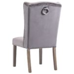 Chaises à manger lot de 2 gris velours – Image 6