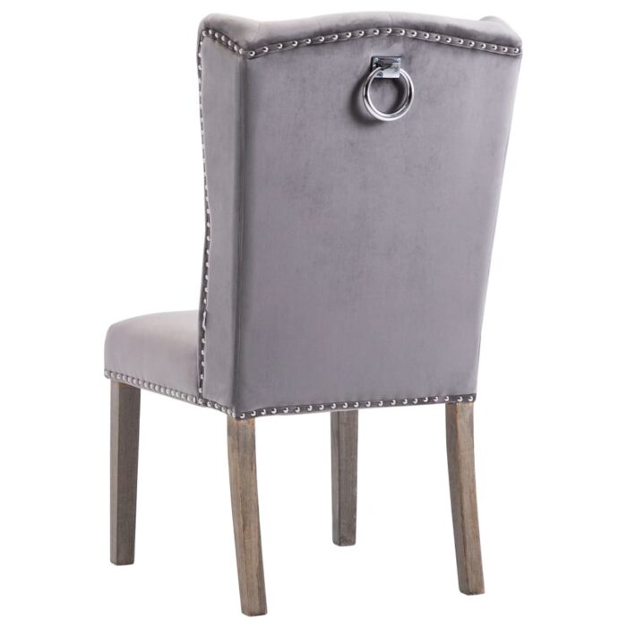 Chaises à manger lot de 2 gris velours – Image 6