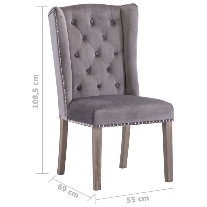 Chaises à manger lot de 2 gris velours – Image 9