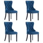 Chaises à manger lot de 4 bleu velours