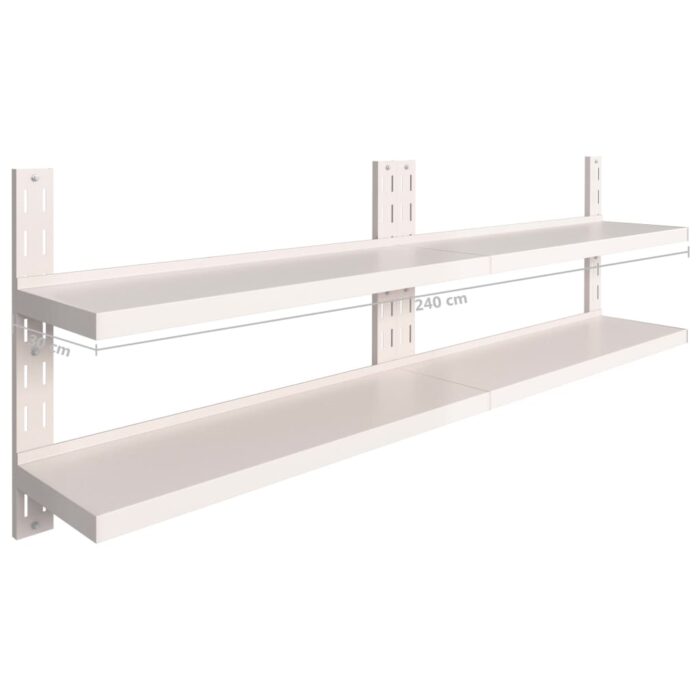 Étagères murales flottantes à 2 niveaux 2 pcs Inox 240x30 cm – Image 5