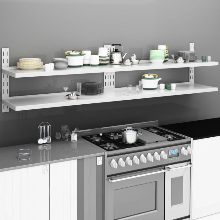 VXL8720286063972_m_en_hd_1.jpg Étagères murales flottantes à 2 niveaux 2 pcs Inox 240x30 cm – Image 1