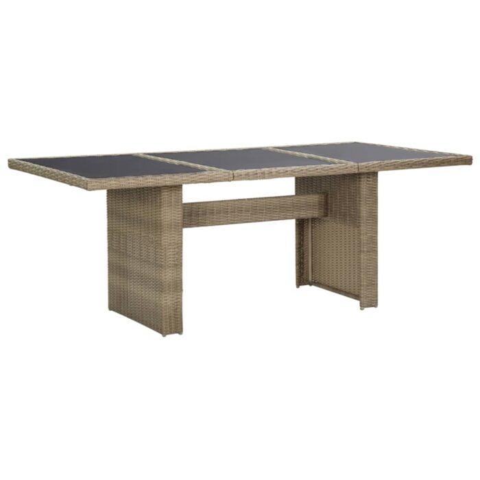 Table à manger Marron 200x100x74 cm Verre et résine tressée – Image 1