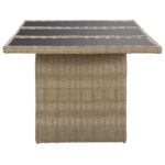 Table à manger Marron 200x100x74 cm Verre et résine tressée – Image 2