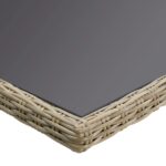 Table à manger Marron 200x100x74 cm Verre et résine tressée – Image 4