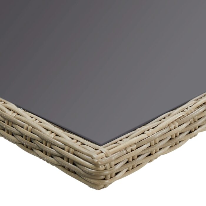 Table à manger Marron 200x100x74 cm Verre et résine tressée – Image 4
