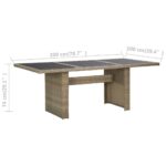 Table à manger Marron 200x100x74 cm Verre et résine tressée – Image 5