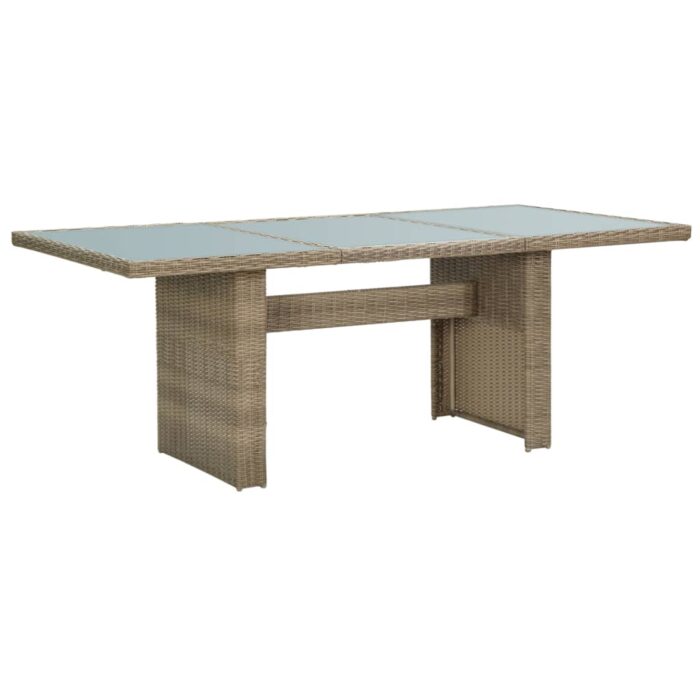 Table à manger Marron 200x100x74 cm Verre et résine tressée – Image 1