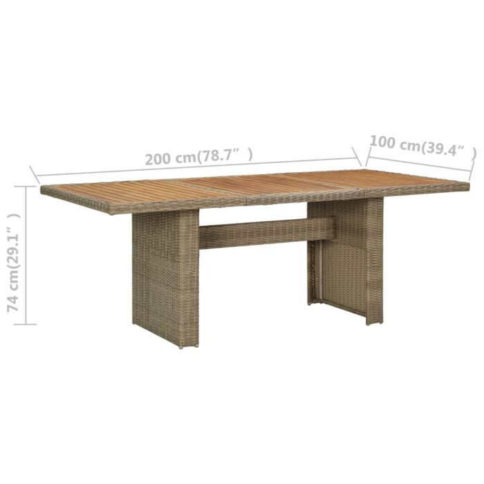 Table à manger de jardin Marron 200x100x74 cm Résine tressée – Image 5
