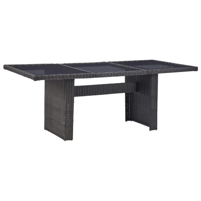 Table à manger Noir 200x100x74 cm Verre et résine tressée – Image 1