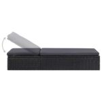 Chaise longue Résine tressée Noir et gris foncé – Image 2