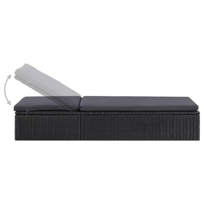 Chaise longue Résine tressée Noir et gris foncé – Image 2