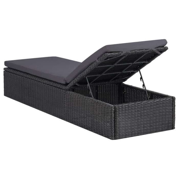 Chaise longue Résine tressée Noir et gris foncé – Image 3