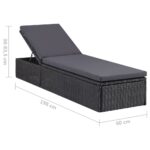 Chaise longue Résine tressée Noir et gris foncé – Image 5