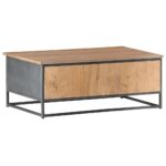 Table basse Gris 90x50x35 cm Bois d'acacia massif – Image 4