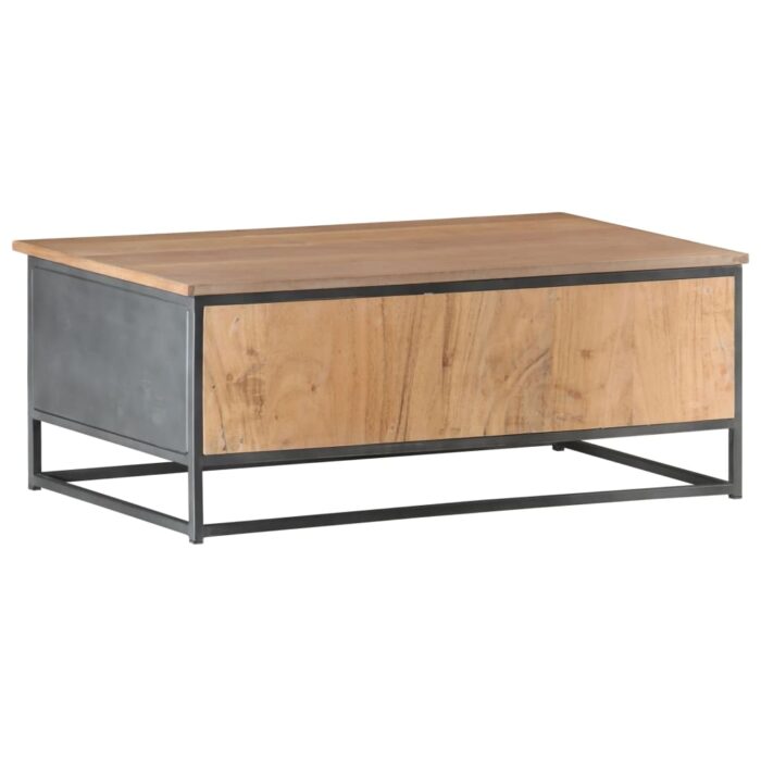 Table basse Gris 90x50x35 cm Bois d'acacia massif – Image 4