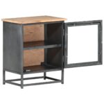 Table de chevet Gris 40x30x50 cm Bois d'acacia massif – Image 3